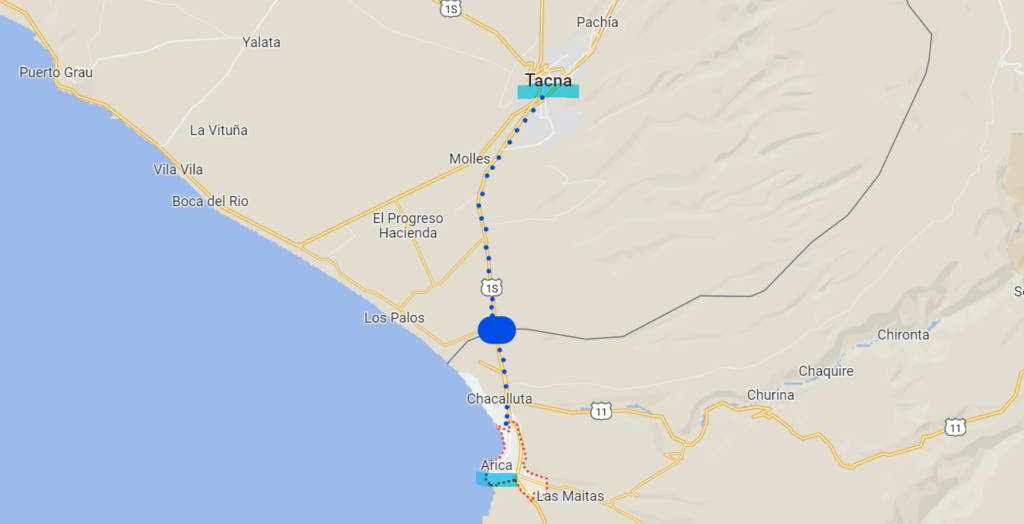 祕魯與智利邊境，Tacna與Arica地圖